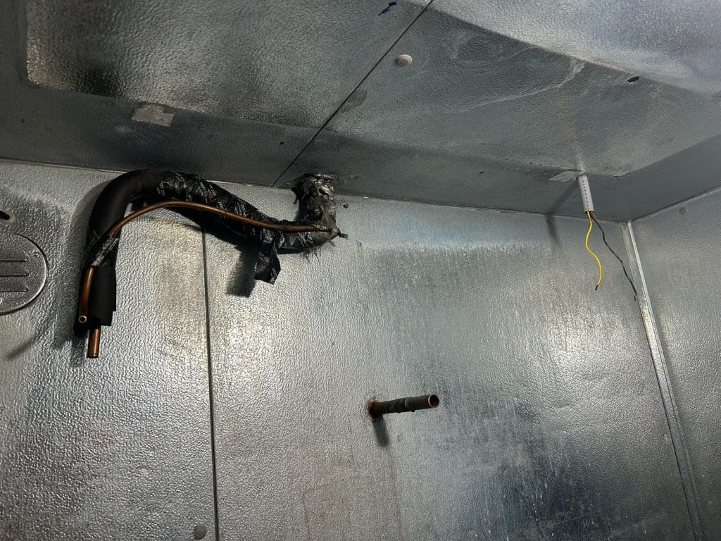 Initial Interior Prep Refrigerant Lines And Sensor Wiring In Place Before Evaporator Mounting 1024x768 1