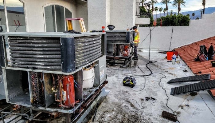 Commercial Hvac Units Being Repaired